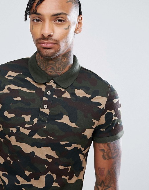 New Style Polo in Camo Fitted Cuffs
