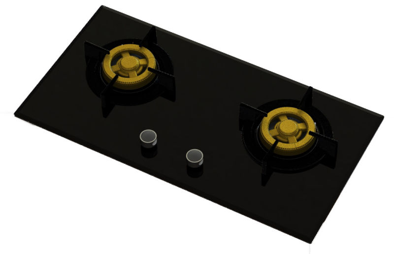 Supreme Two Brass Burner Gas Hob (8mm Glass)