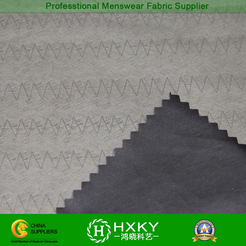Wave Type Embossing Poly Taffeta Fabric for Casual Jackets