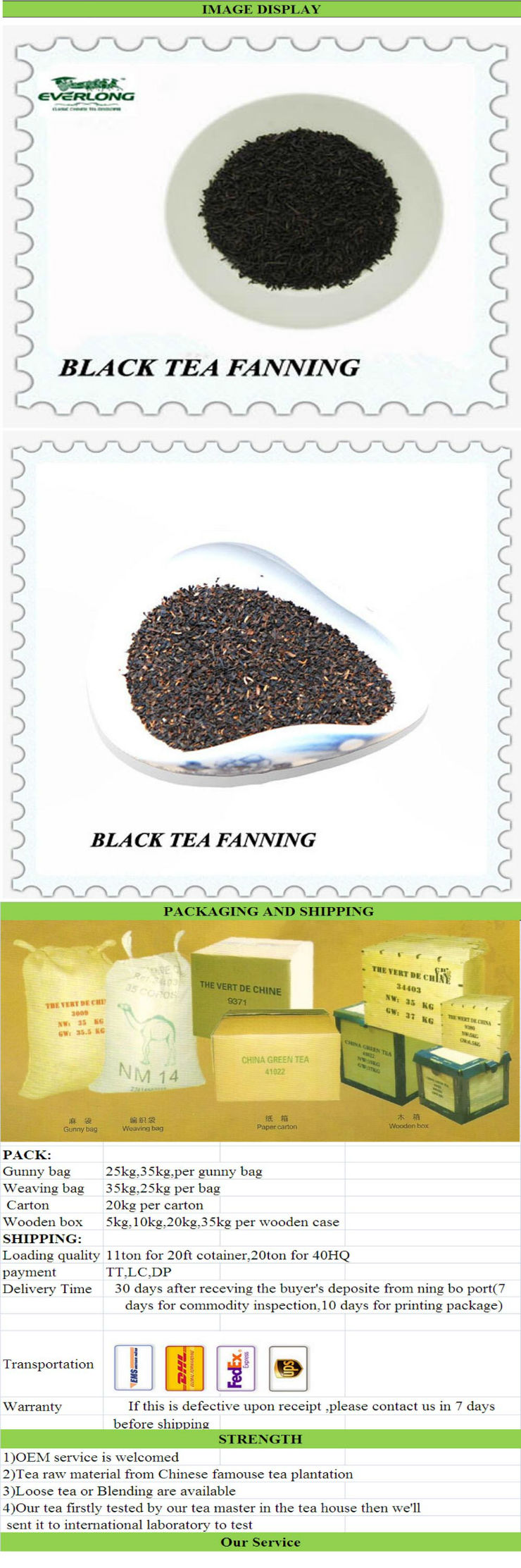 Chinese Best EU Organic Black Tea Fanning for Private Label