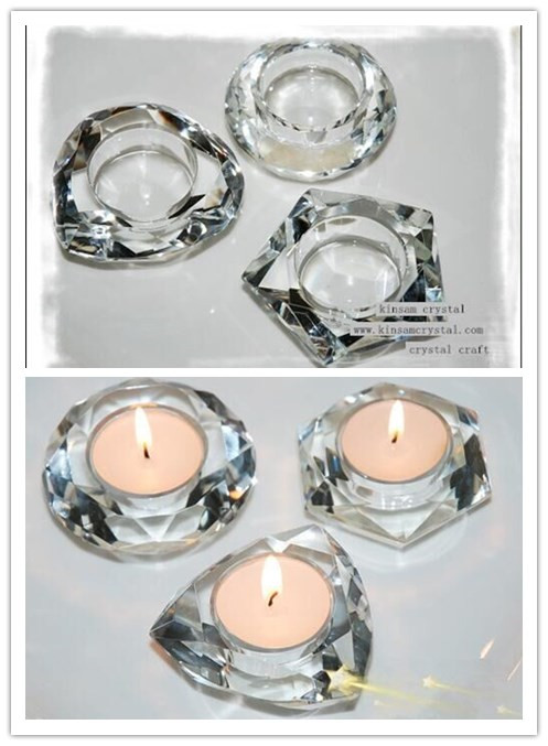 Fashionable Nice Square Crystal Glass Candle Holder