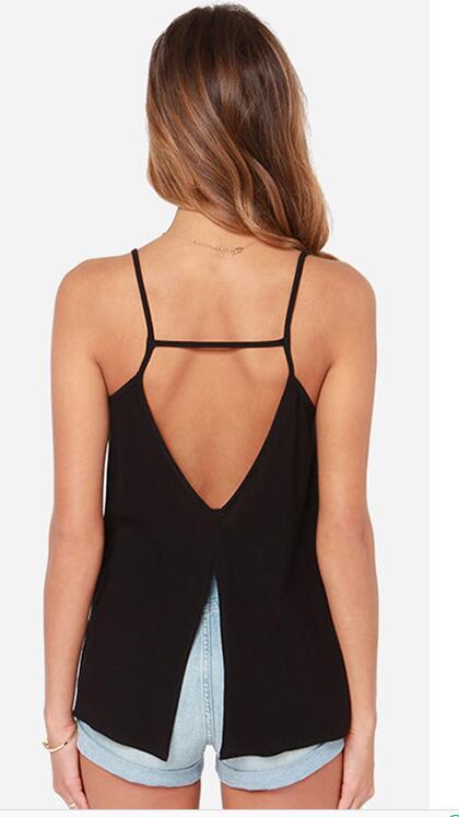 Sexy Backless Deep V Blouse Ladies