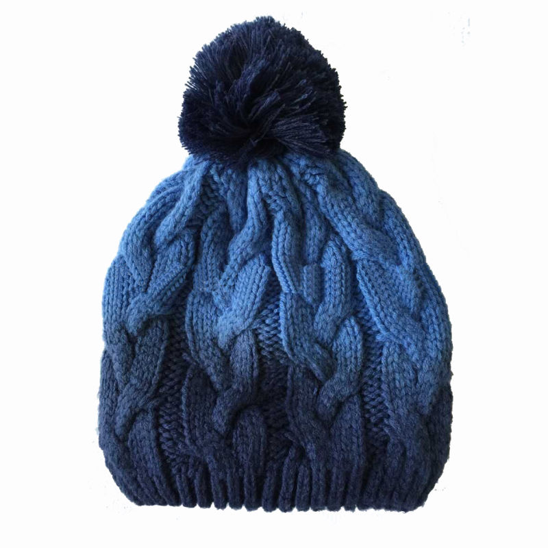 Unisex Knitted Cable Print DIP Dye Winter Warm Hat Beanie (HW149)