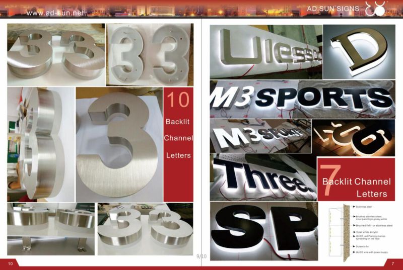 Store Advertising LED Lamp Panel Stainless Steel Resin Letters Sign