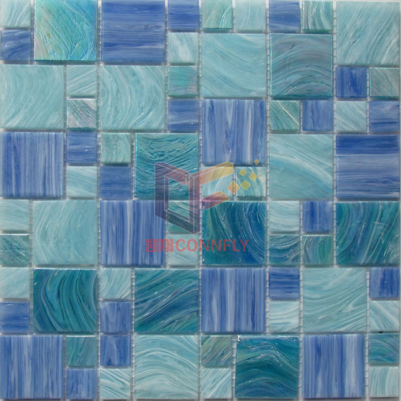 Lake Blue Iridescent Color Glass Swimming Pool Mosaic (CSJ120)