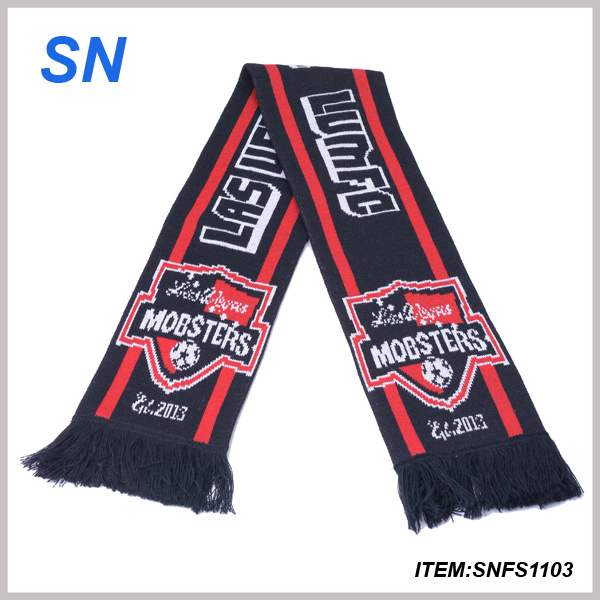 2015alibaba Hot Sell Football Scarf Fan Scarf 100%Acrylic Scarf