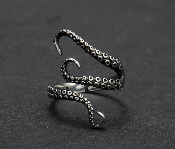Stainless Steel Ring Octopus Modelling Silver Color Size 18 Half Open