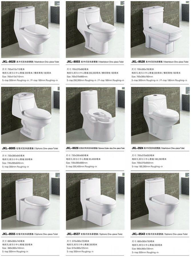 Bathroom Sanitary Ware White Ceramic Siphonic One-Piece Toilet with Toilet Seat