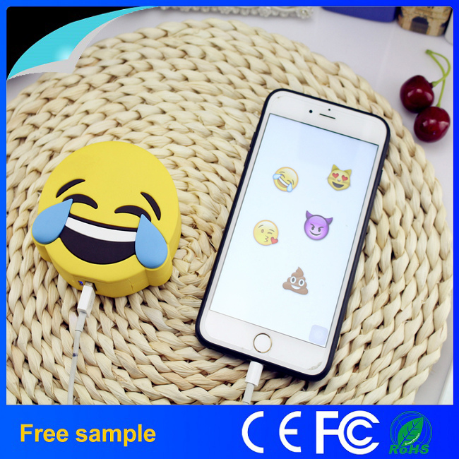 Hot Sale Cartoon PVC Emoji Power Bank Portable Mobile Battery Charger