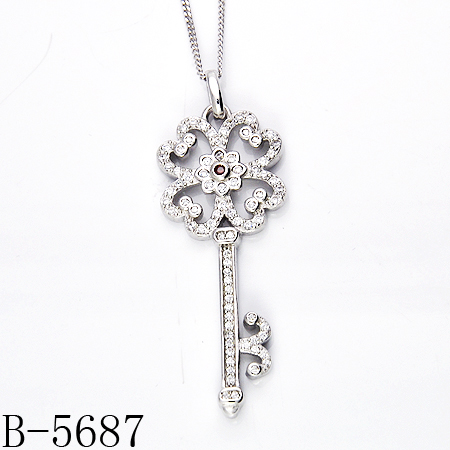 New Design Micro Setting 925 Sterling Silver Key Pendant. (B-5798)