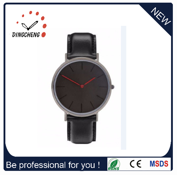 Men's Stainless Steel Dress Watch with Leather Strap