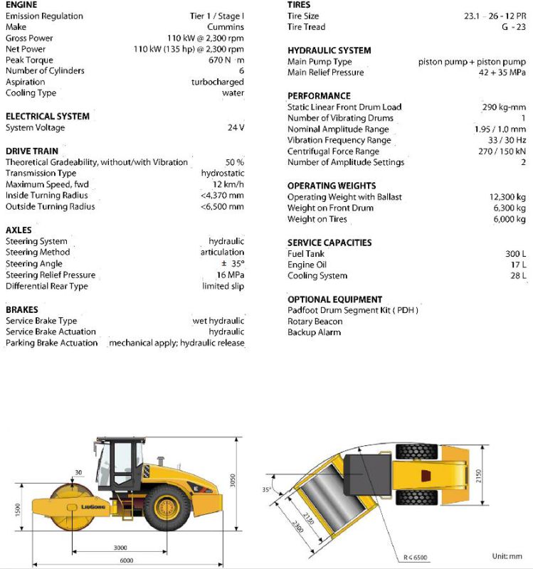 Liugong 12 Ton Hydraulic Single Drum Vibratory Compactor Clg612