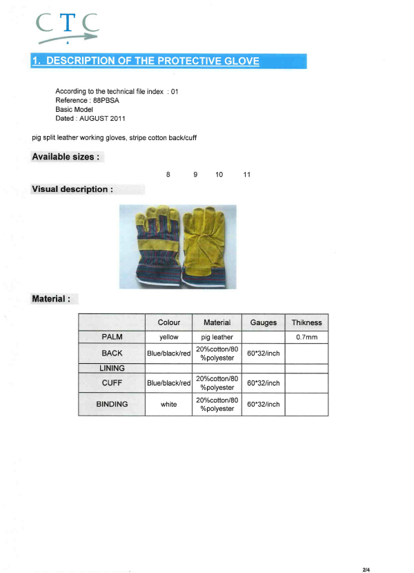 Pig Split Safety Work Glove, Full Palm Leather Glove