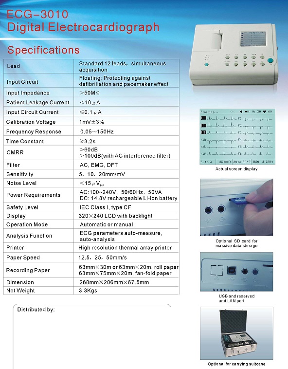 Price of Color LCD&B/W ECG/ Electrocardiograph Machine (XT-FL017)