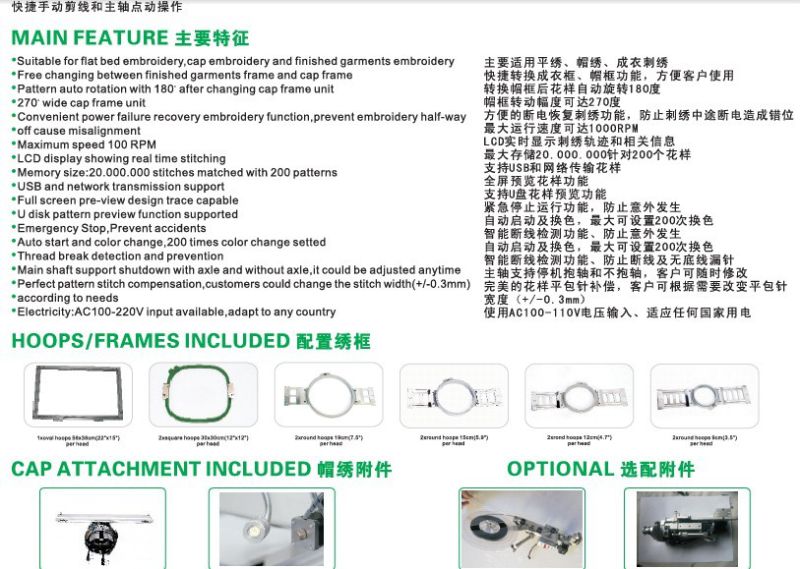 Multi Head 3D Embroidery Machine for Cap Embroidery Wy908c