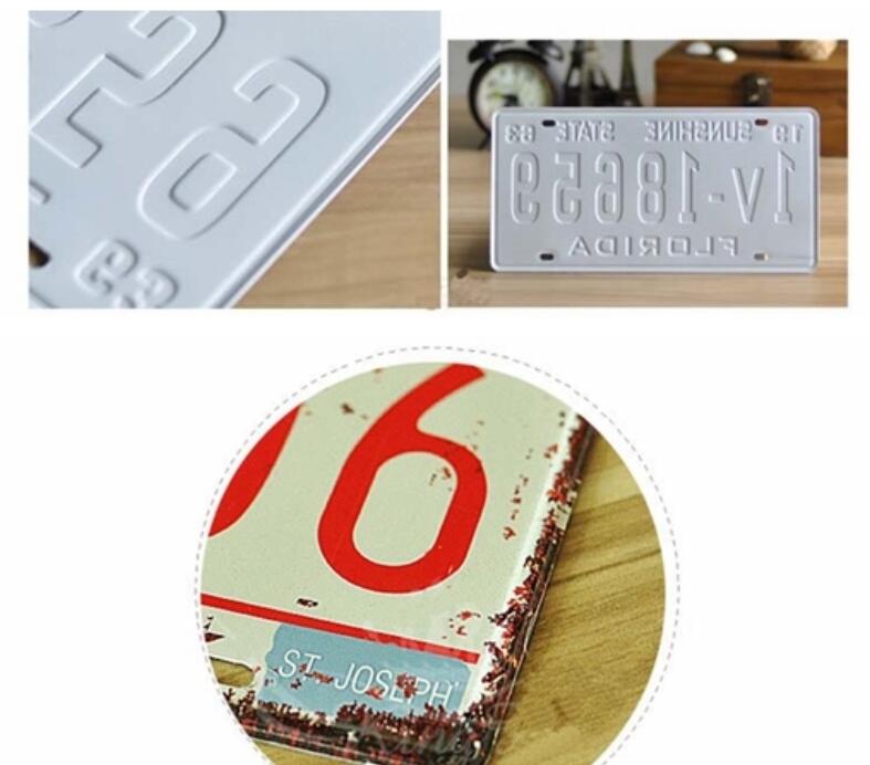 Custom Metal Full Color Printing Decorative Reflect Embossed Number Plates