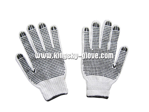 7g String Knitted PVC Double Dotted Glove (2407)