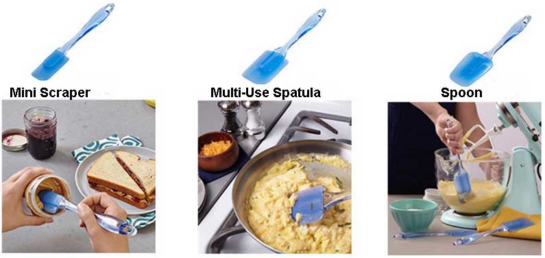 Hot Sale 3PC Silicone Kitchen Utensil: Spoon, Spatula and Scraper Ss08