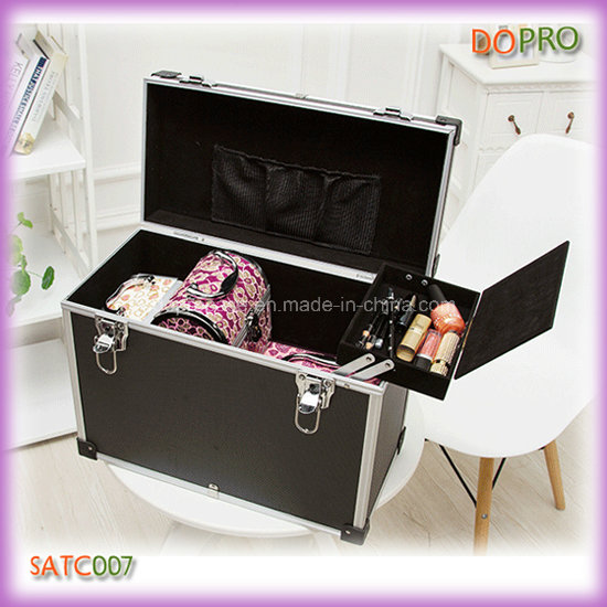 Black Huge Makeup Trunk Case Large Hair Stylist Tool Case (SATC007)