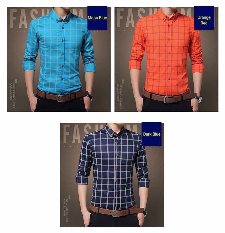 New Plaid Shirt Men's Fashion Shirt Casual Shirt Long Sleeve Shirt Slim Fit Shirt