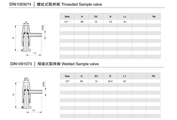 Sanitary Stainless Steel Threaded Sample Valve