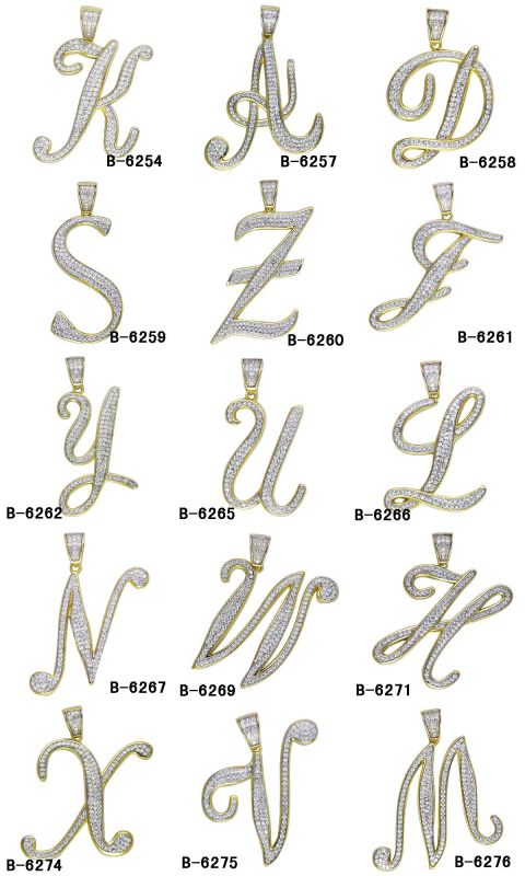 New Arrival 925 Sterling Silver Micro Setting Letter Men's Charm.