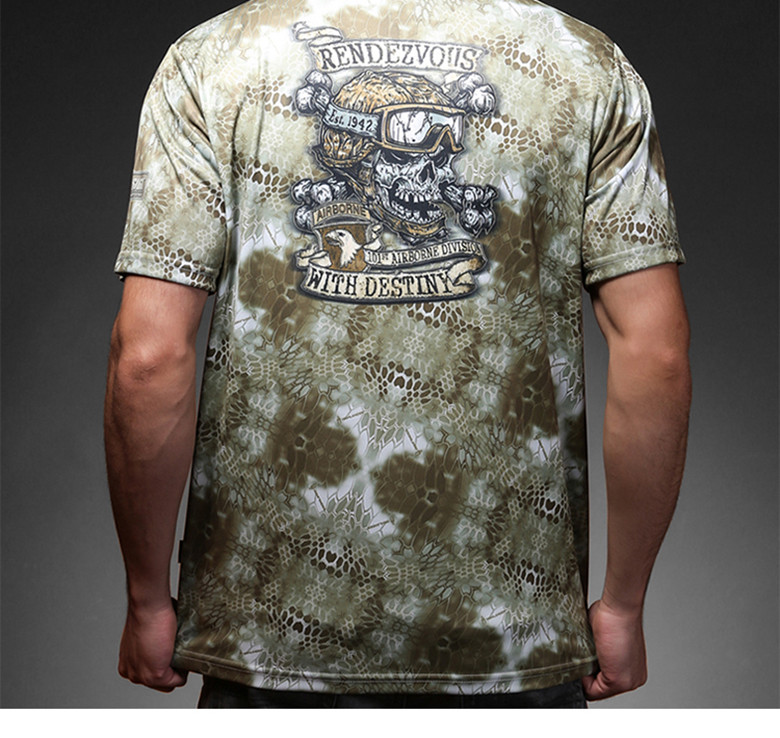 Outdoor Sports Airsoft Combat Tactical Python Camo Men Cotton T-Shirt