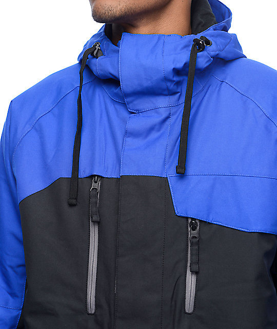 Adjustable Drawstring Hood Colorblock Ski Jacket