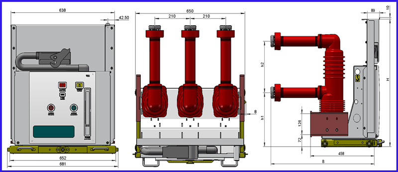 24kv Fixed Type Triple Pole Vs1 3 Phase Vacuum Circuit Breaker