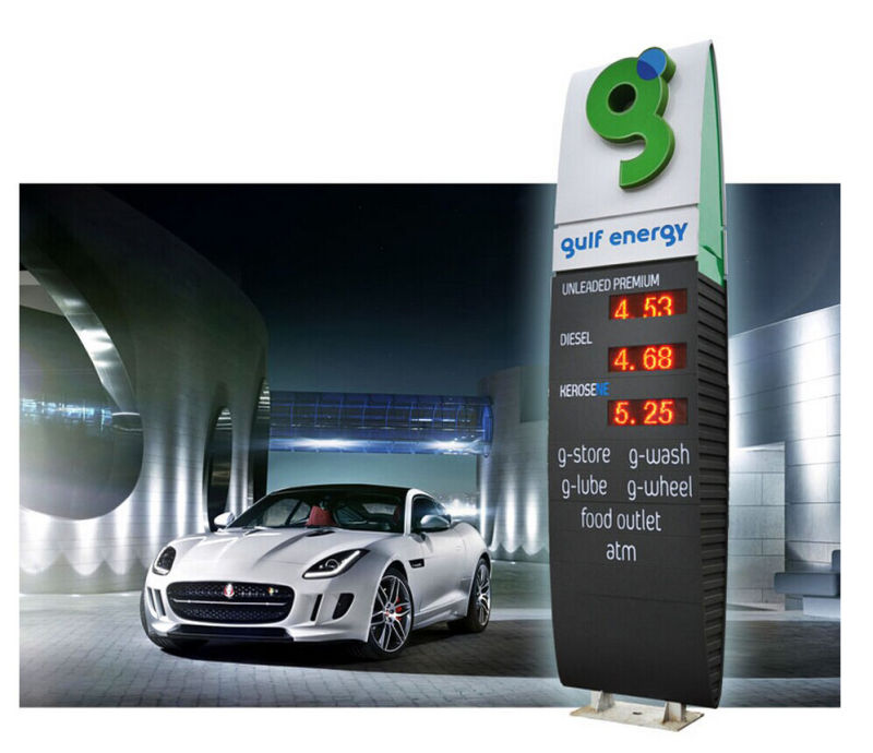 Gas Station Lightbox with White LED Inside Installed Painting Dark Blue Color of Housing Used in Hong Kong Gas Light Box