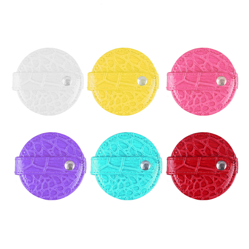 2015 Fashion Leather Round Pocket Mirror for Lady