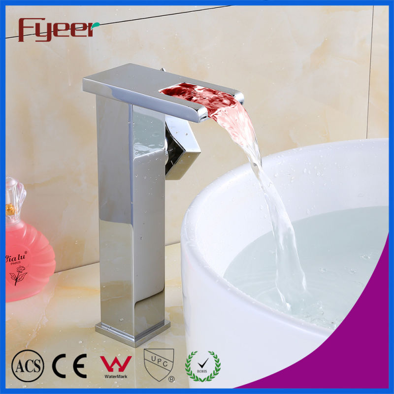 Fyeer High Body Brass Self-Generation Waterfall LED Basin Faucet