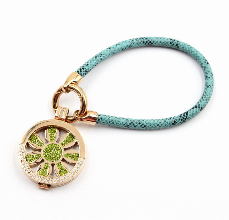 Fashion Leather Bracelet with Locket Charm