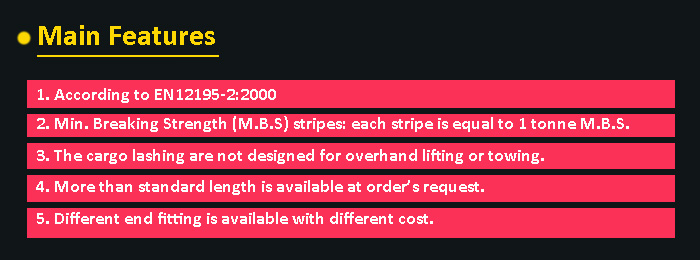 European Type Blue Polyester Ratchet Lashing 4000kgs