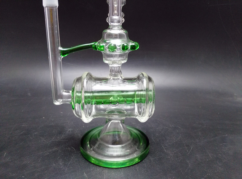 Artistic Green Glass Water Pipe Oil Rig Recycler Wholesale 14.5mm Joint