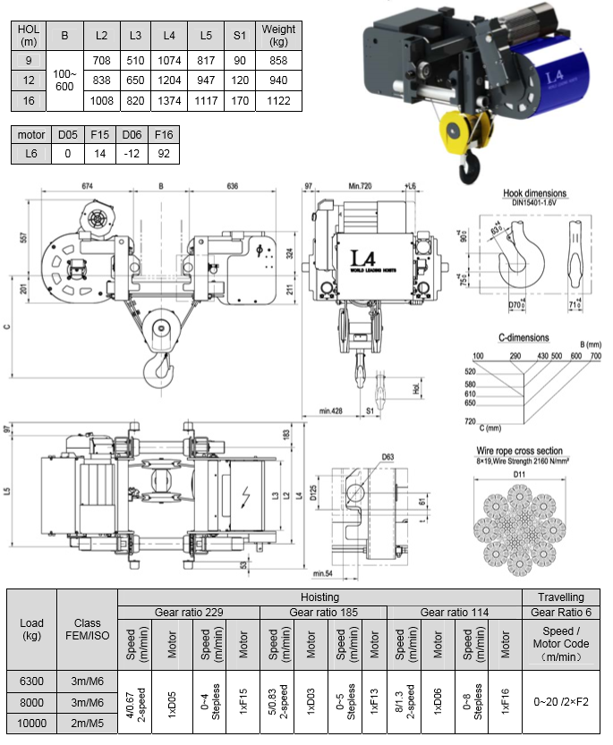 Low Headroom Hoist with Ce Fem GB Certificate