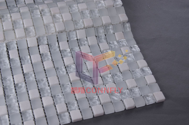 Super White Stone Mix Crystal Glass Mosaic (CS106)