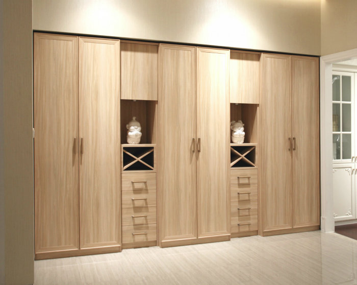 Modern Style Laminate MDF Swing Door Living Room Wardrobe