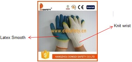 Beige T/C Knitted Shell Mixed Latex Working Glove Dkl317