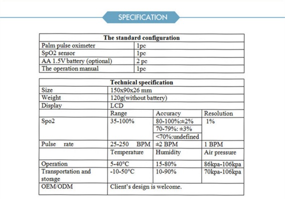 Handheld Pulse Oximeter with Ce Certified with Bluetooth