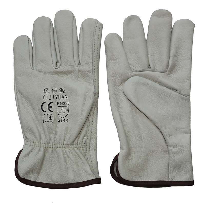 Wing Thumb Driving Safety Gloves Nature Cow Grain Leather Working Gloves