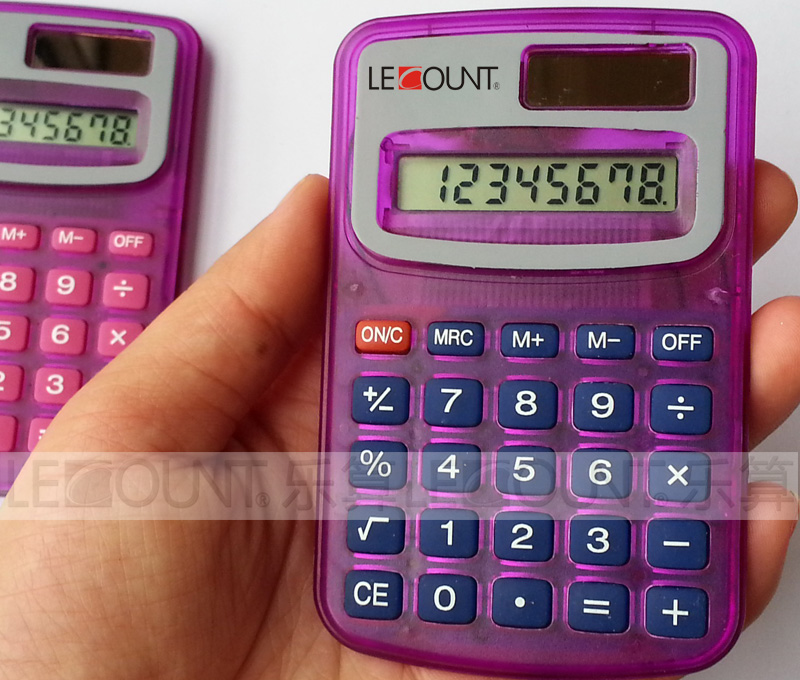 8 Digits Dual Power Pocket Calculator with Opaque & Transparent Colors (LC321)