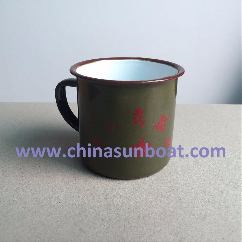 Drinkware Handgrip Metal Enamel Cup Chinese Classic Tableware Nostalgic Tableware