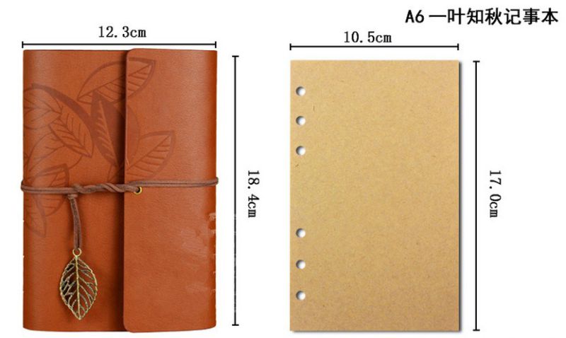 Vintage Retro PU Leather Leaf Magic Key String Note Book Journal Blank Diary