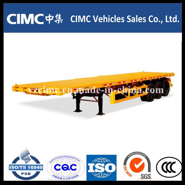 Cimc 3 Axles Flatbed Trailer with Single Tire