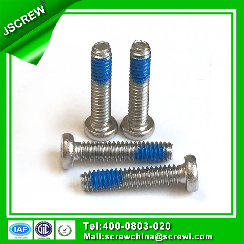 Custom Made Zinc Plated Blue Nylok Pan Head Machine Screw