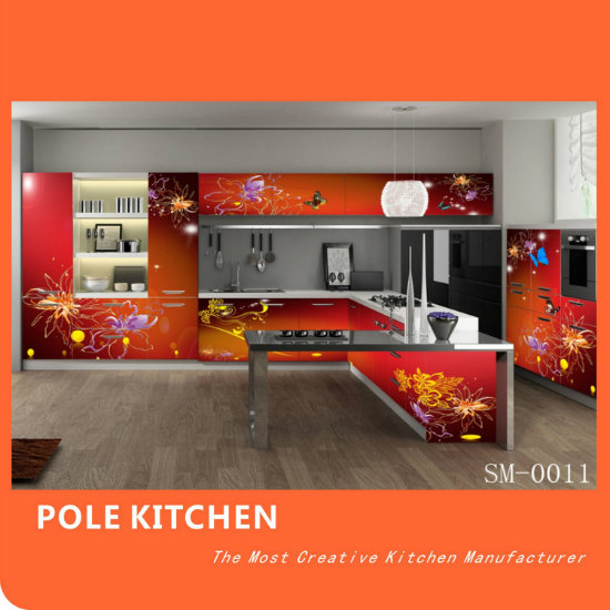 2016 New Arrival Modern Kitchen Cabinet (Red color)