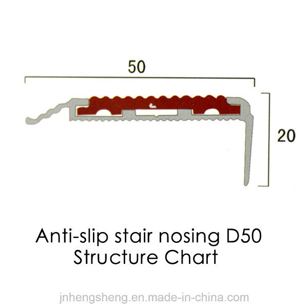 Anti-Slip Carpet Rubber Inserted Aluminum Stair Nosing