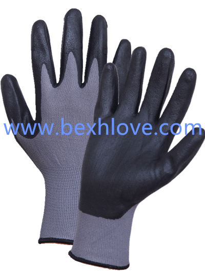 13 Gauge Nylon/Spandex Liner, Nitrile Coating, Micro-Foam Finish Safety Gloves