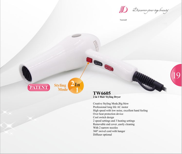 New Professional Ionic Hair Dryer with Cool Switch Design